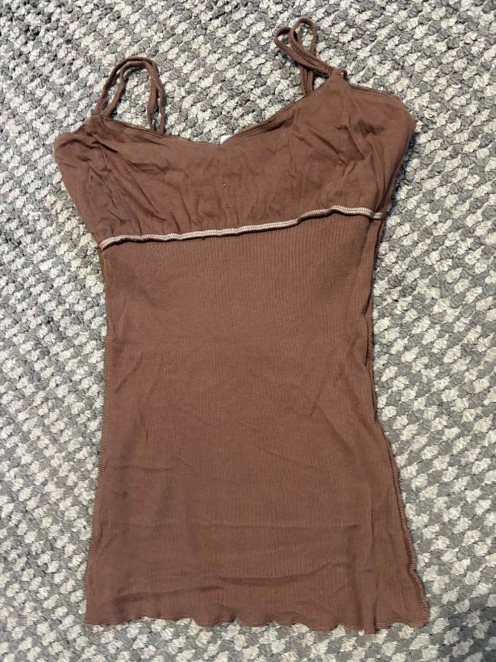 Y2K Maurices Brown Ribbed lace top Cami M - Picture 9 of 14